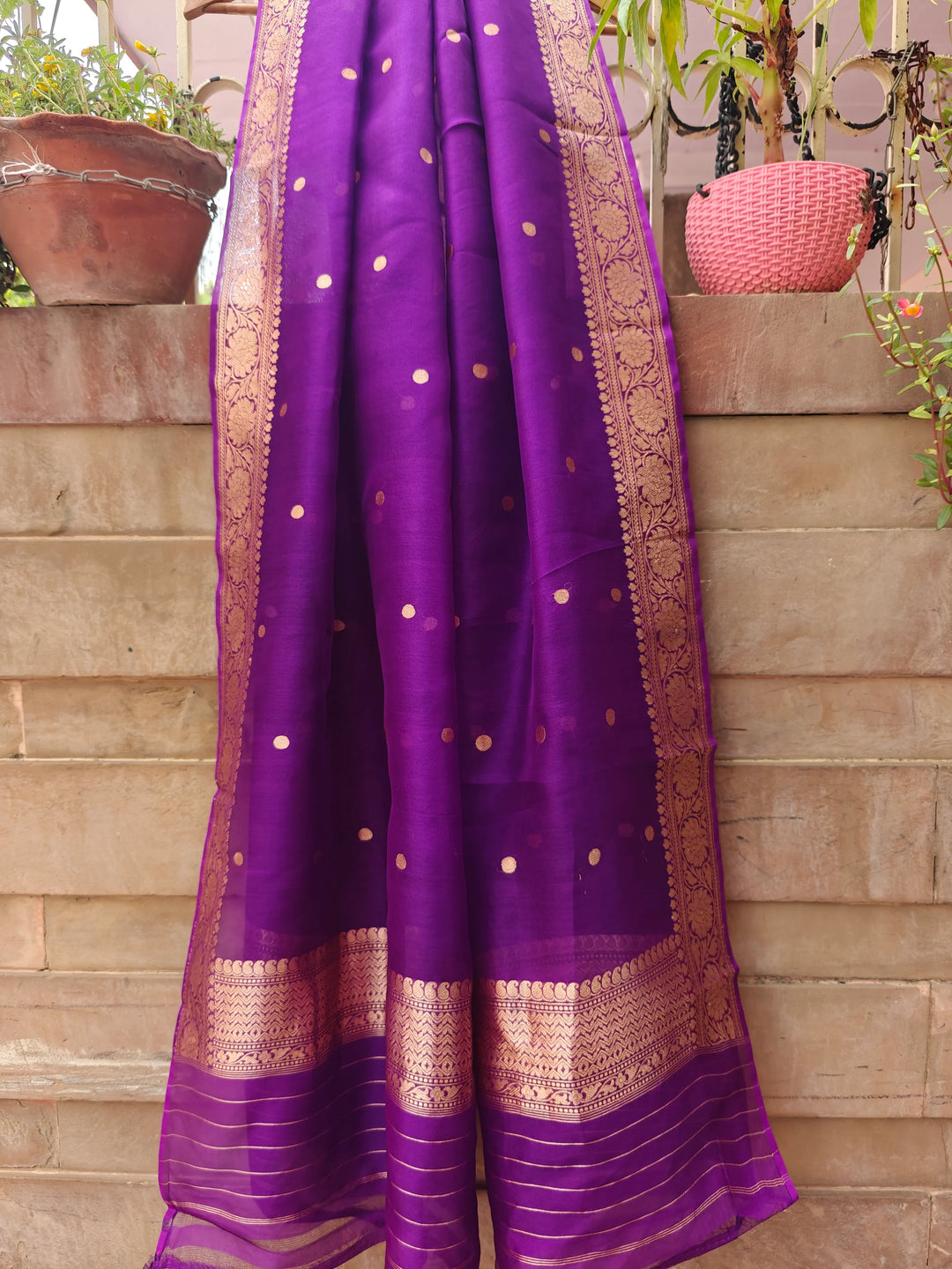 Purple Pure Banarasi Kora Silk Dupatta