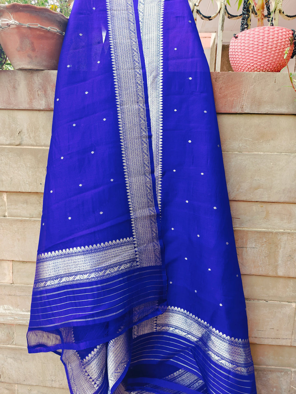 Royal Blue Pure Banarasi Kora Silk Dupatta