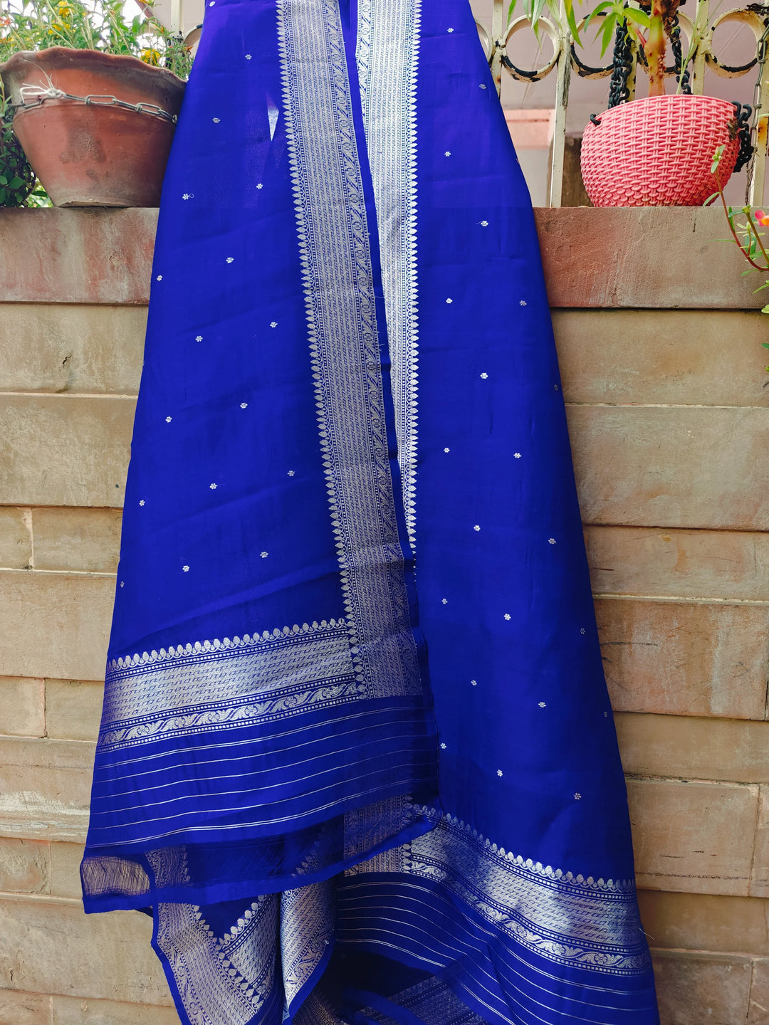 Royal Blue Pure Banarasi Kora Silk Dupatta