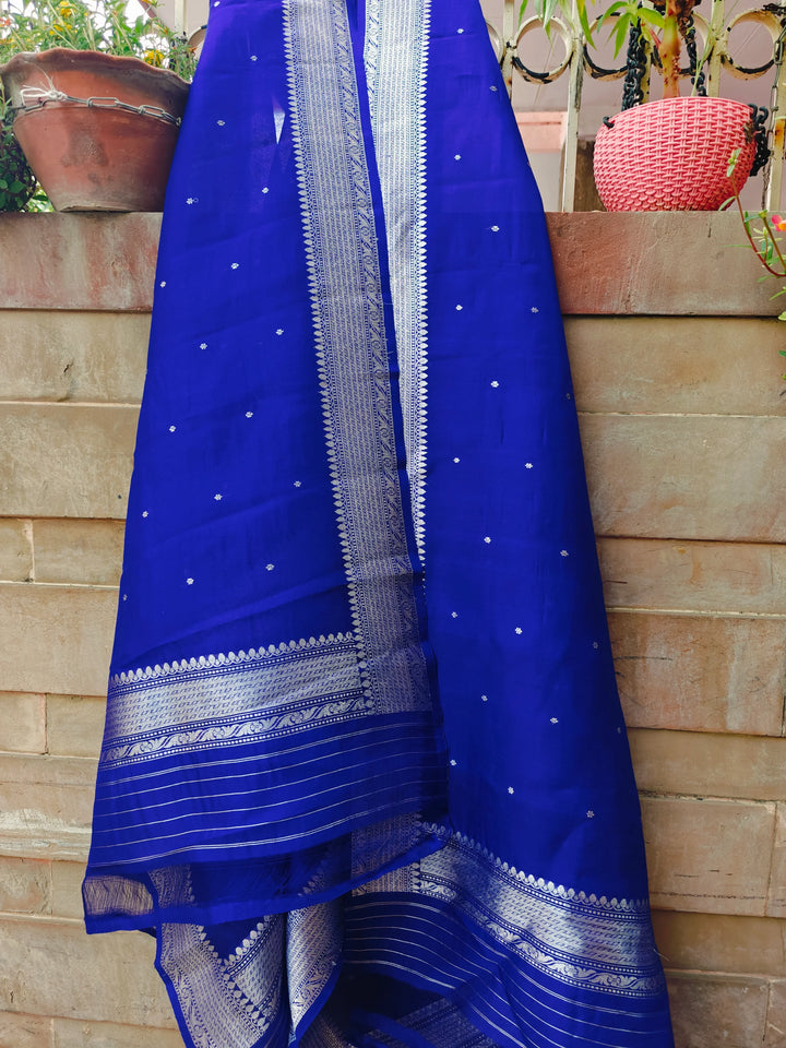 Royal Blue Pure Banarasi Kora Silk Dupatta