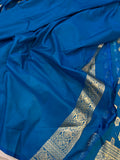 Firozi Blue Banarasi Handloom Satin SIlk Saree - Aura Benaras