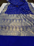 Royal Blue Banarasi Handloom Satin SIlk Saree - Aura Benaras