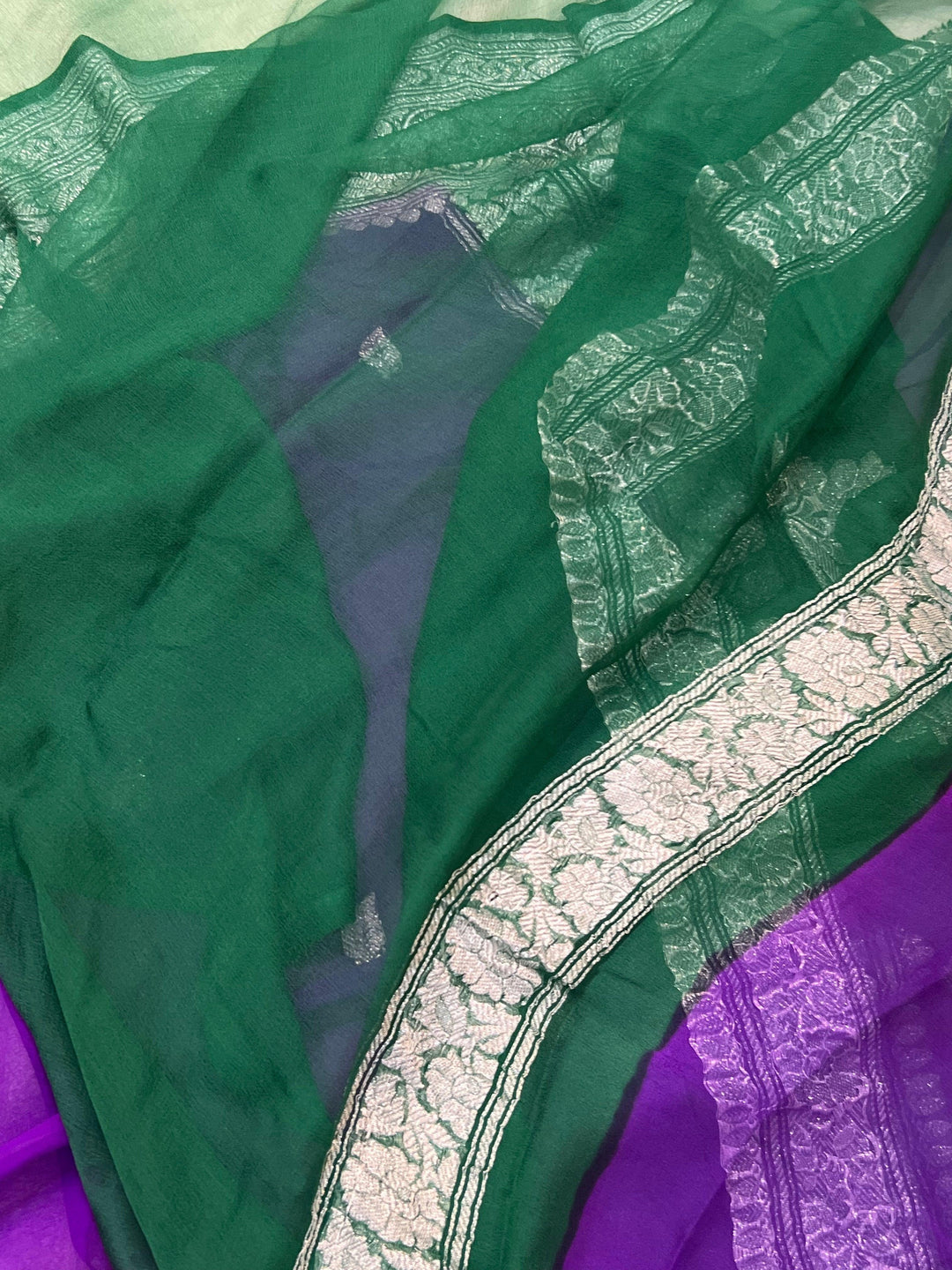 Purple Khaddi Chiffon Banarasi Handloom Saree - Aura Benaras