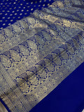 Royal Blue Banarasi Handloom Satin SIlk Saree - Aura Benaras