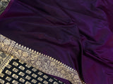 Wine Banarasi Handloom Satin SIlk Saree - Aura Benaras