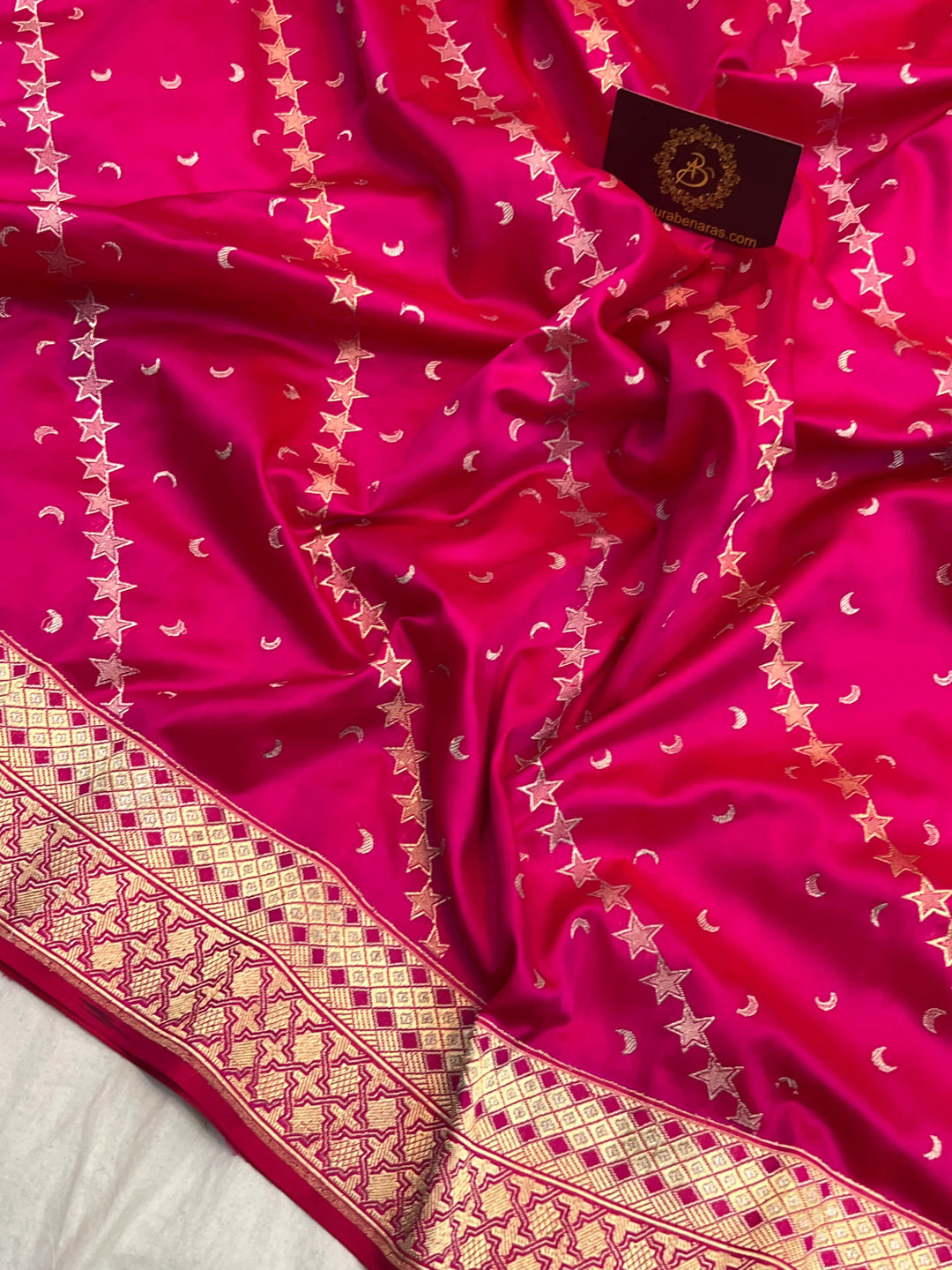 Rani Pink Banarasi Katan Silk Saree – Kadhwa Aada Jaal Meenakari
