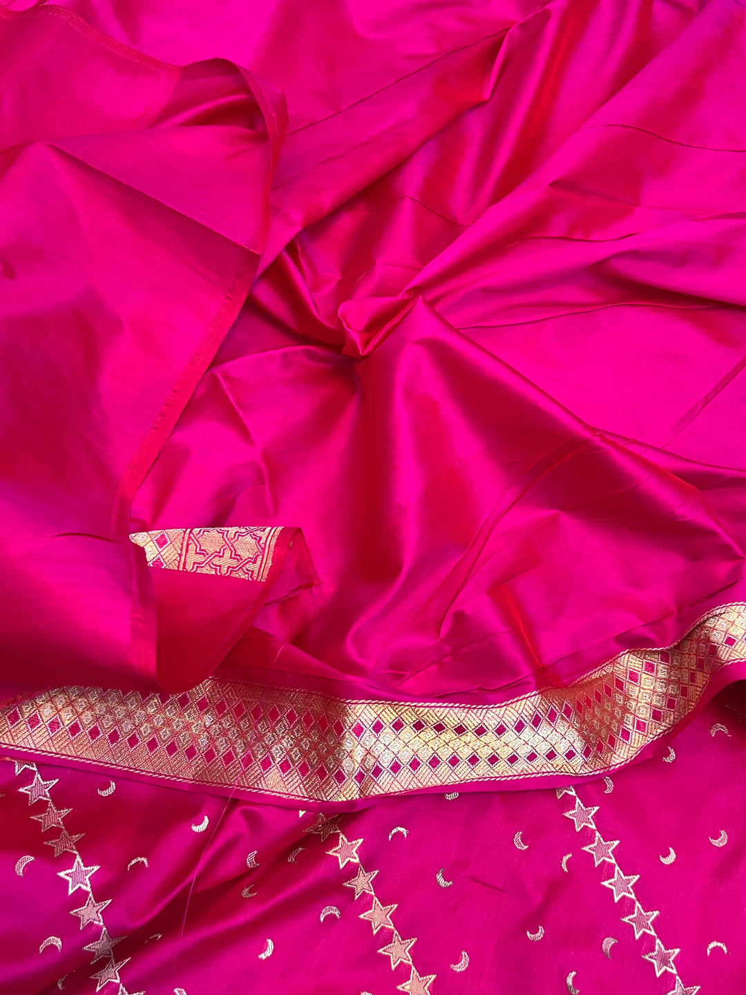 Rani Pink Banarasi Katan Silk Saree – Kadhwa Aada Jaal Meenakari