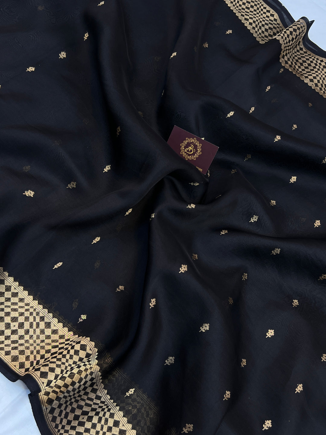 Black Pure Kora Silk Handloom Banarasi Saree