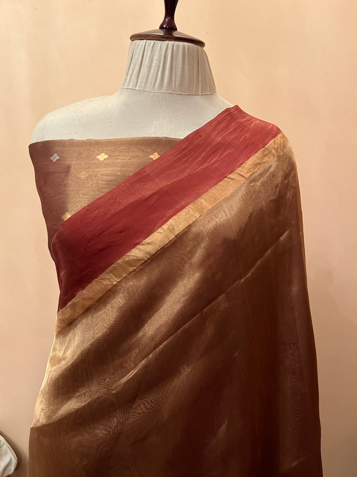 Maroon Pure Tissue Silk Handloom Banarasi Saree