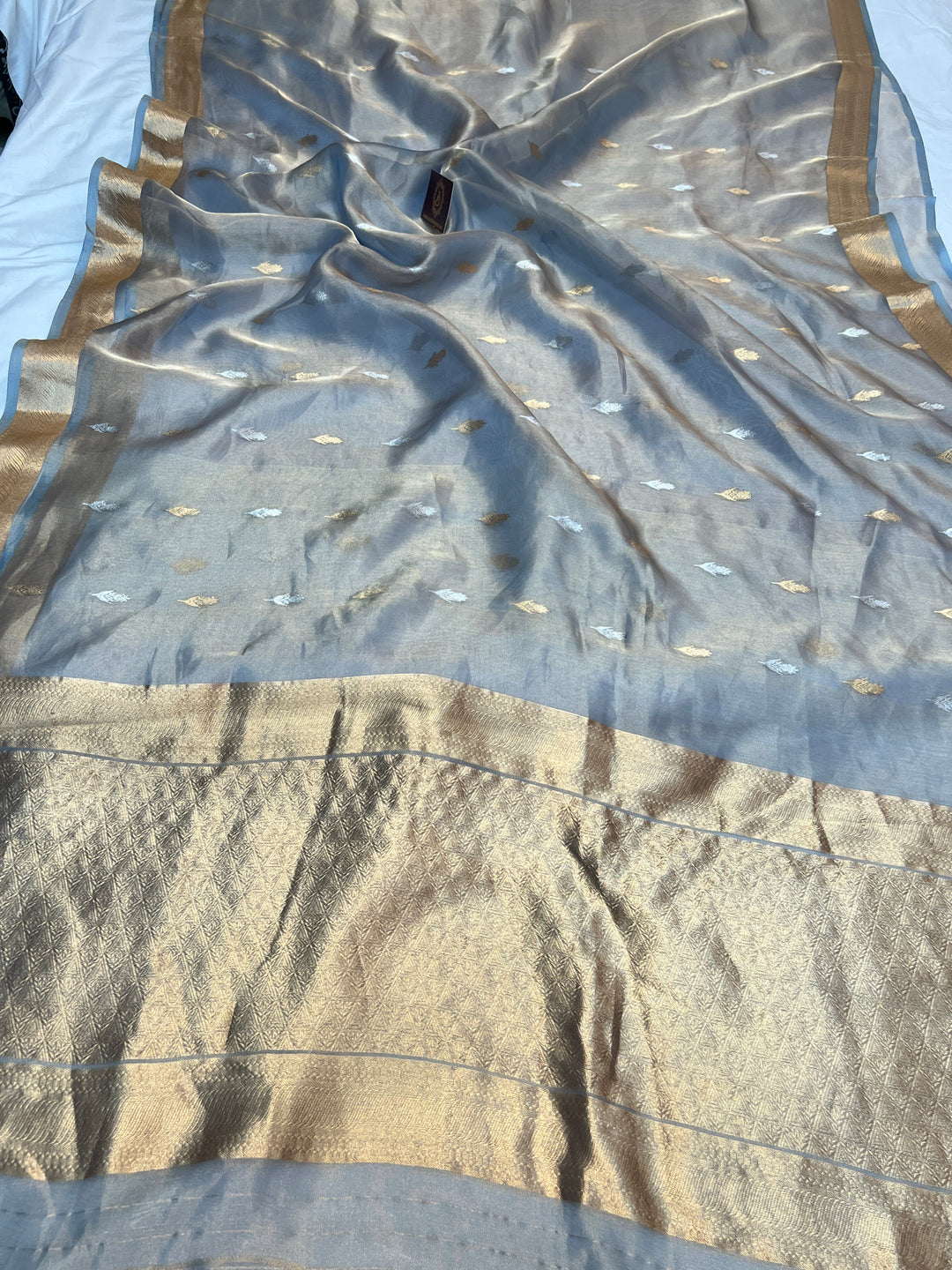 Blue Pure Tissue Silk Handloom Banarasi Saree