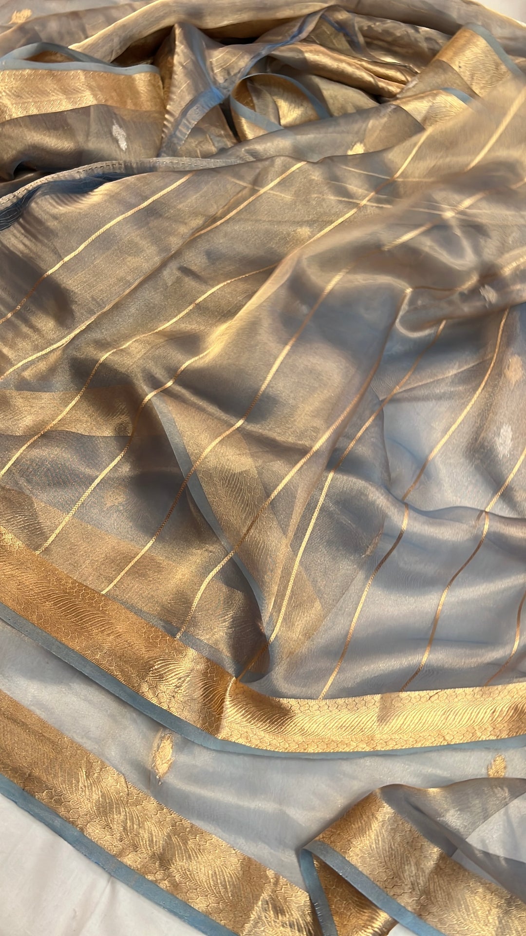 Blue Pure Tissue Silk Handloom Banarasi Saree