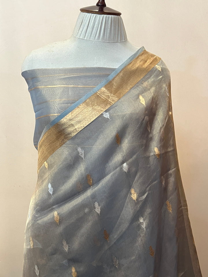 Blue Pure Tissue Silk Handloom Banarasi Saree