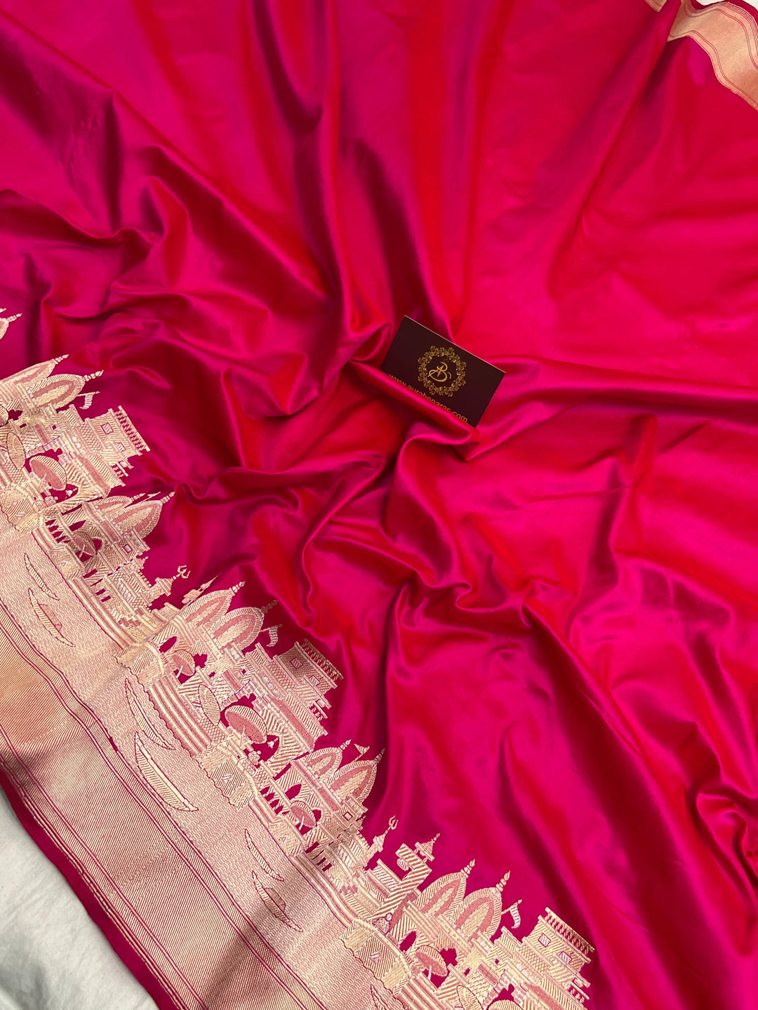 Rani Pink Banarasi Handloom Katan Silk Saree - Aura Benaras