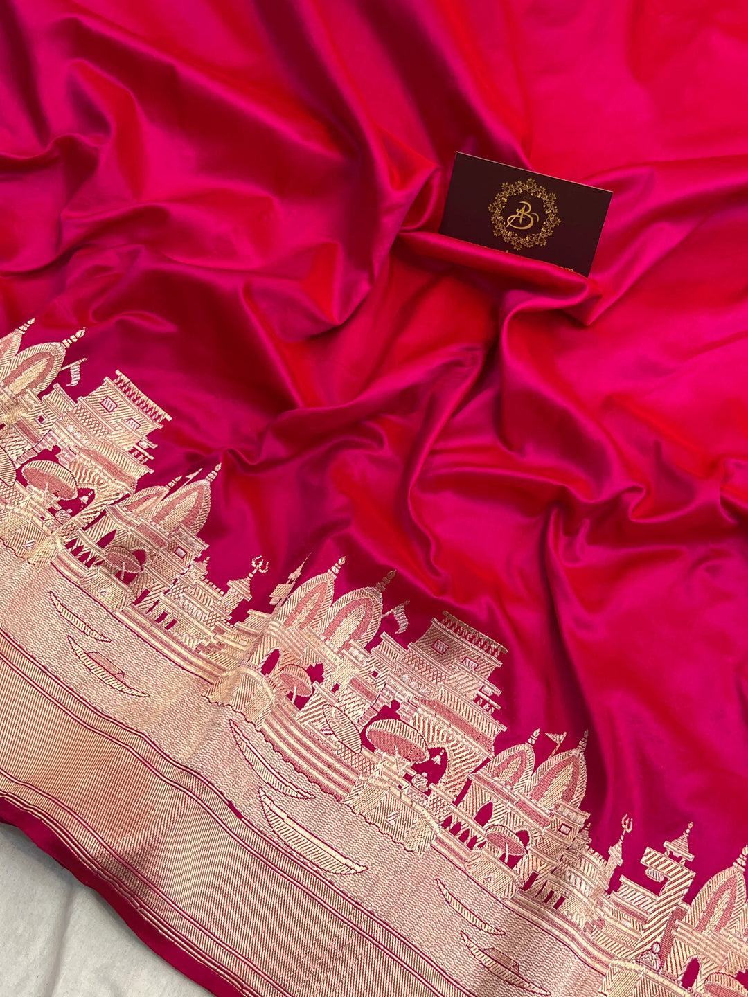 Rani Pink Banarasi Handloom Katan Silk Saree - Aura Benaras