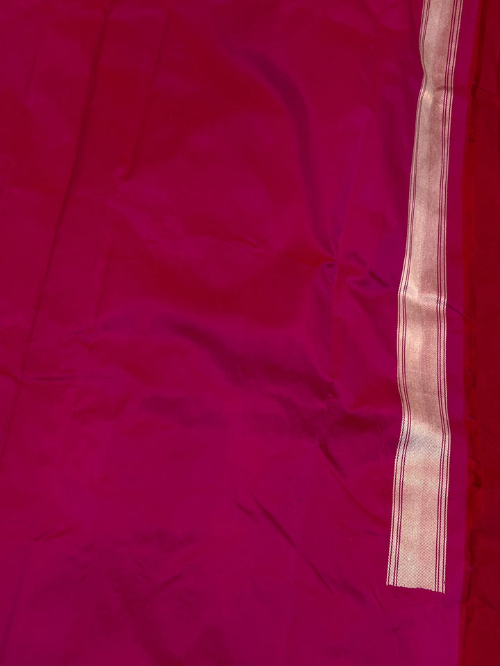 Rani Pink Banarasi Handloom Katan Silk Saree - Aura Benaras