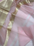 Baby Pink Pure Banarasi Handloom Kora Silk Saree - Aura Benaras