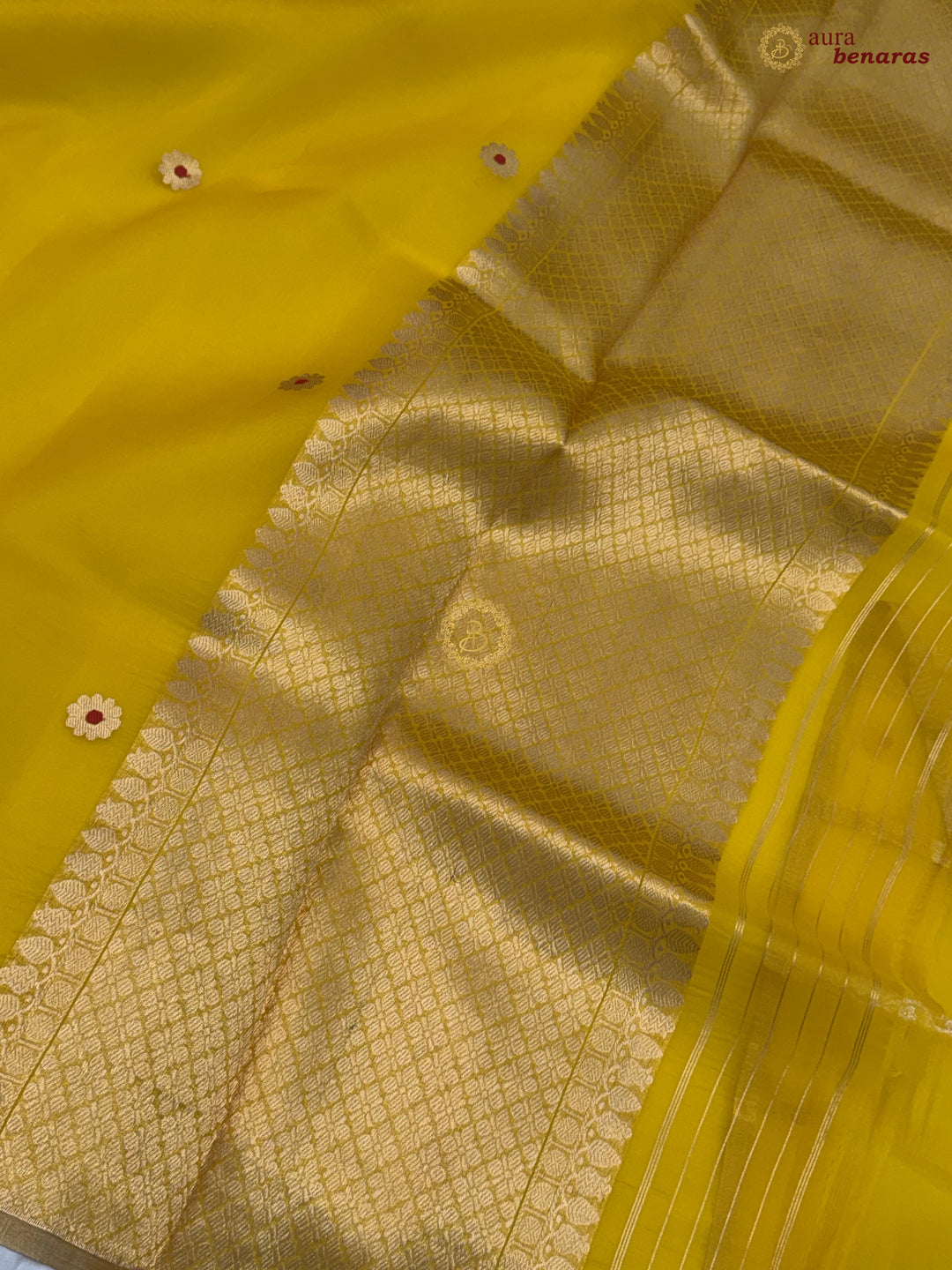 Yellow Kora Silk Banarasi Saree with Sona Rupa Butis