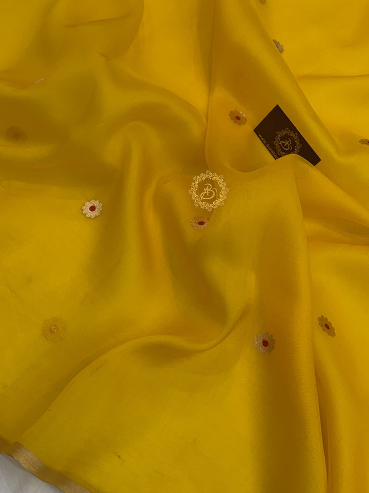 Yellow Kora Silk Banarasi Saree with Sona Rupa Butis