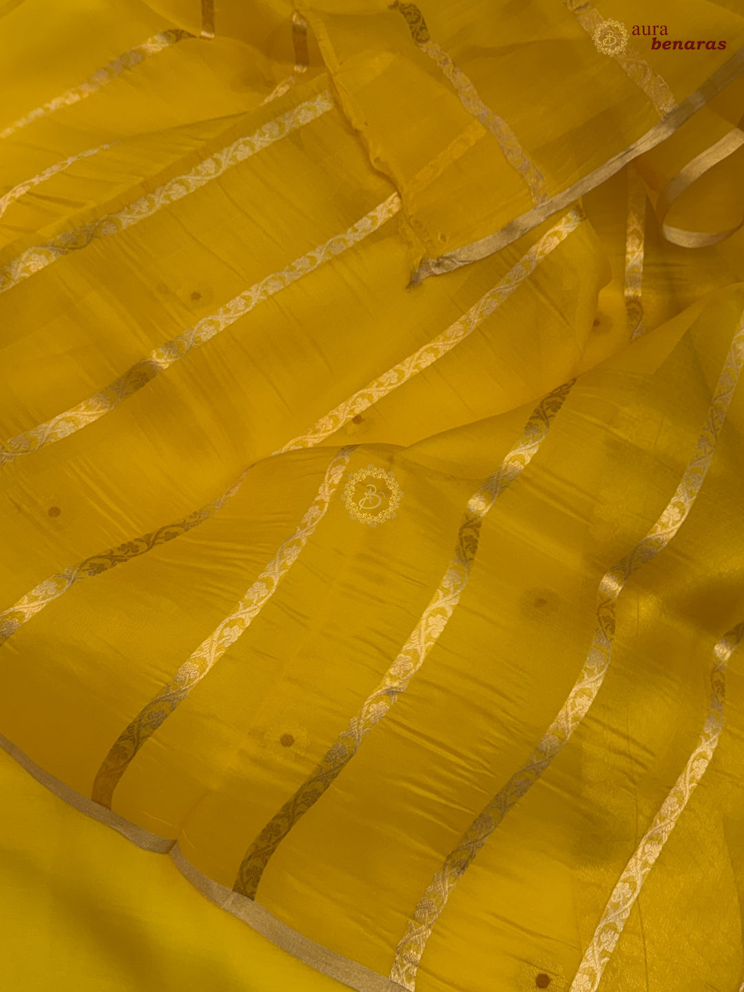 Yellow Kora Silk Banarasi Saree with Sona Rupa Butis