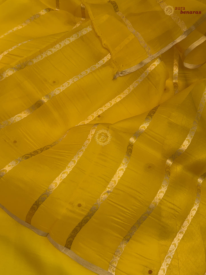 Yellow Kora Silk Banarasi Saree with Sona Rupa Butis