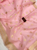 Baby Pink Pure Banarasi Handloom Kora Silk Saree - Aura Benaras