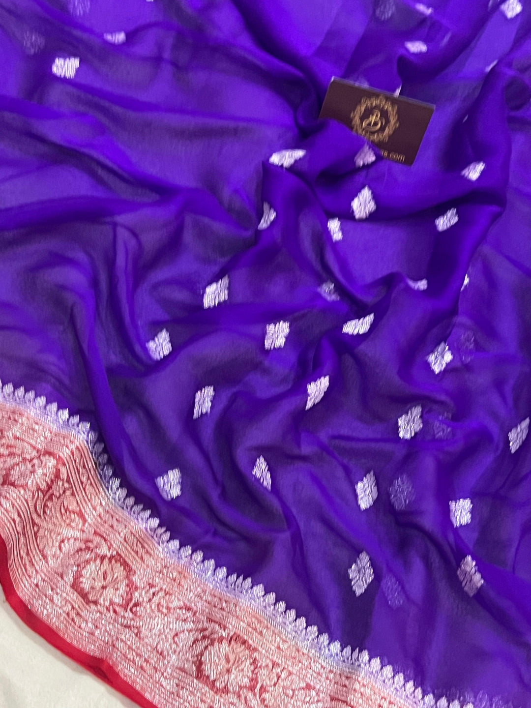 Purple Khaddi Chiffon Banarasi Handloom Saree - Aura Benaras