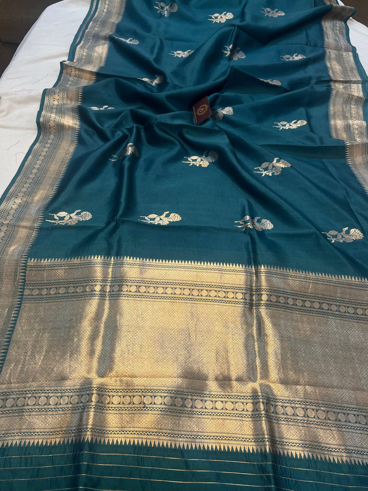 Rama Green Pure Banarasi Handloom Silk Saree