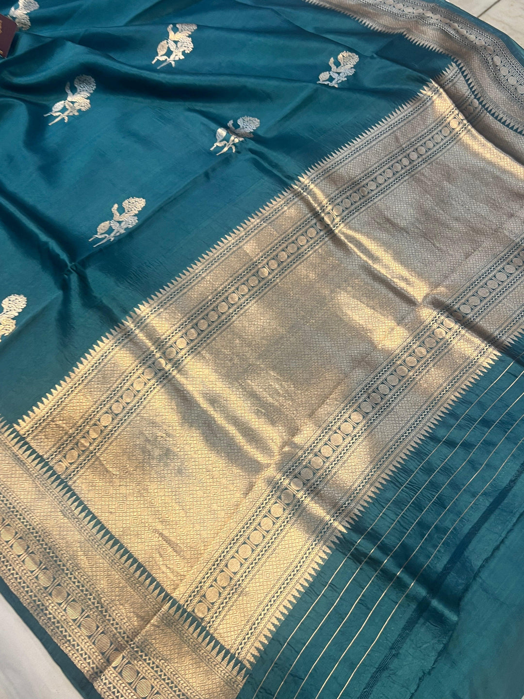 Rama Green Pure Banarasi Handloom Silk Saree