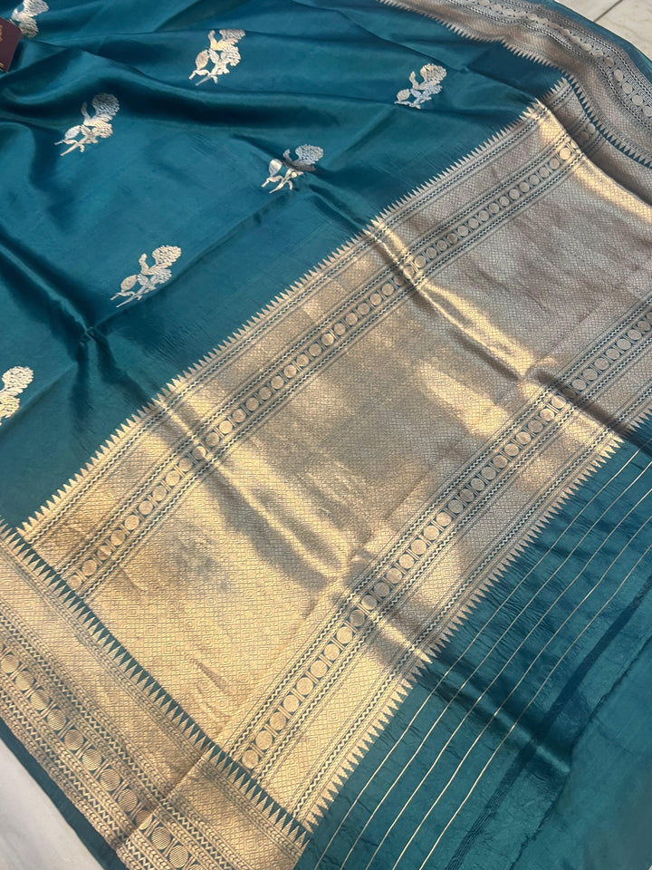 Rama Green Pure Banarasi Handloom Silk Saree
