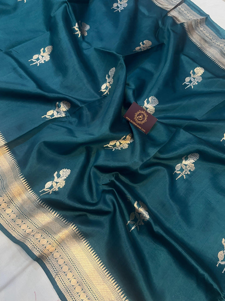 Rama Green Pure Banarasi Handloom Silk Saree