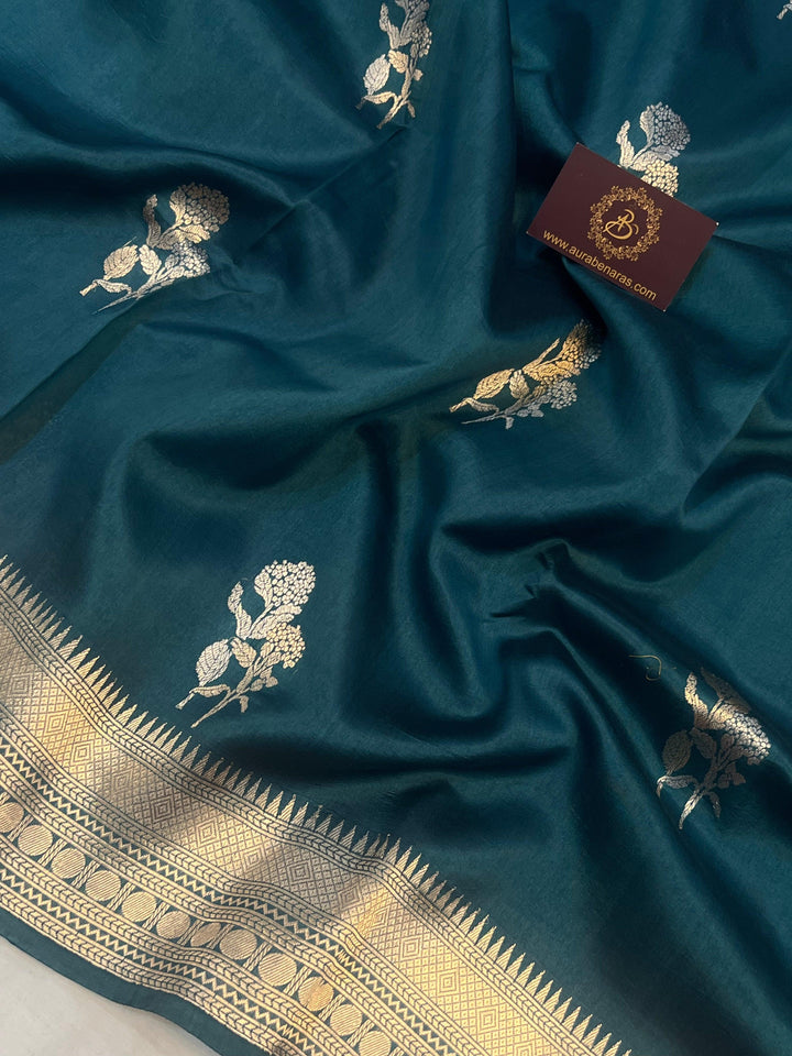 Rama Green Pure Banarasi Handloom Silk Saree