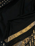 Black Banarasi Handloom Satin SIlk Saree - Aura Benaras