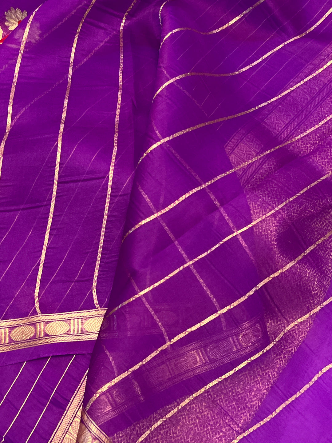 Purple Pure Kora Silk Handloom Banarasi Saree