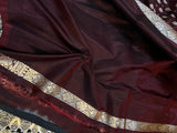 Brown Banarasi Handloom Satin SIlk Saree - Aura Benaras