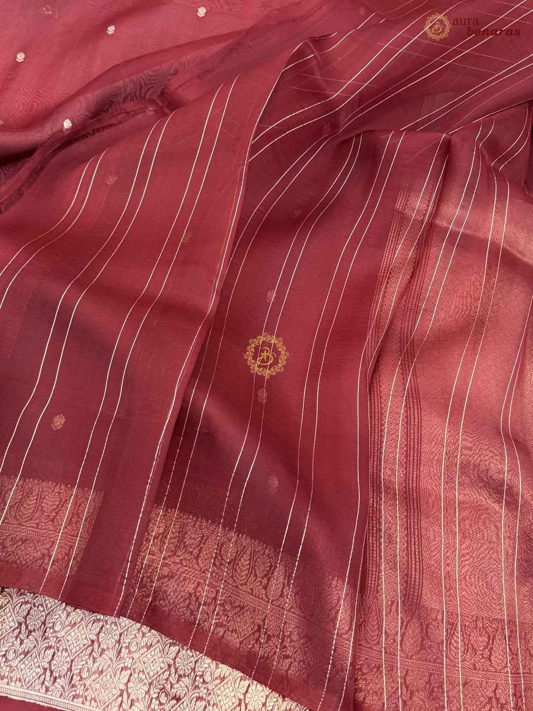 Maroon Pure Kora Silk Handloom Banarasi Saree