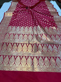 Rani Pink Banarasi Handloom Satin SIlk Saree - Aura Benaras