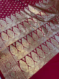 Rani Pink Banarasi Handloom Satin SIlk Saree - Aura Benaras