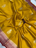 Mustard Yellow Pure Banarasi Handloom Silk Saree - Aura Benaras