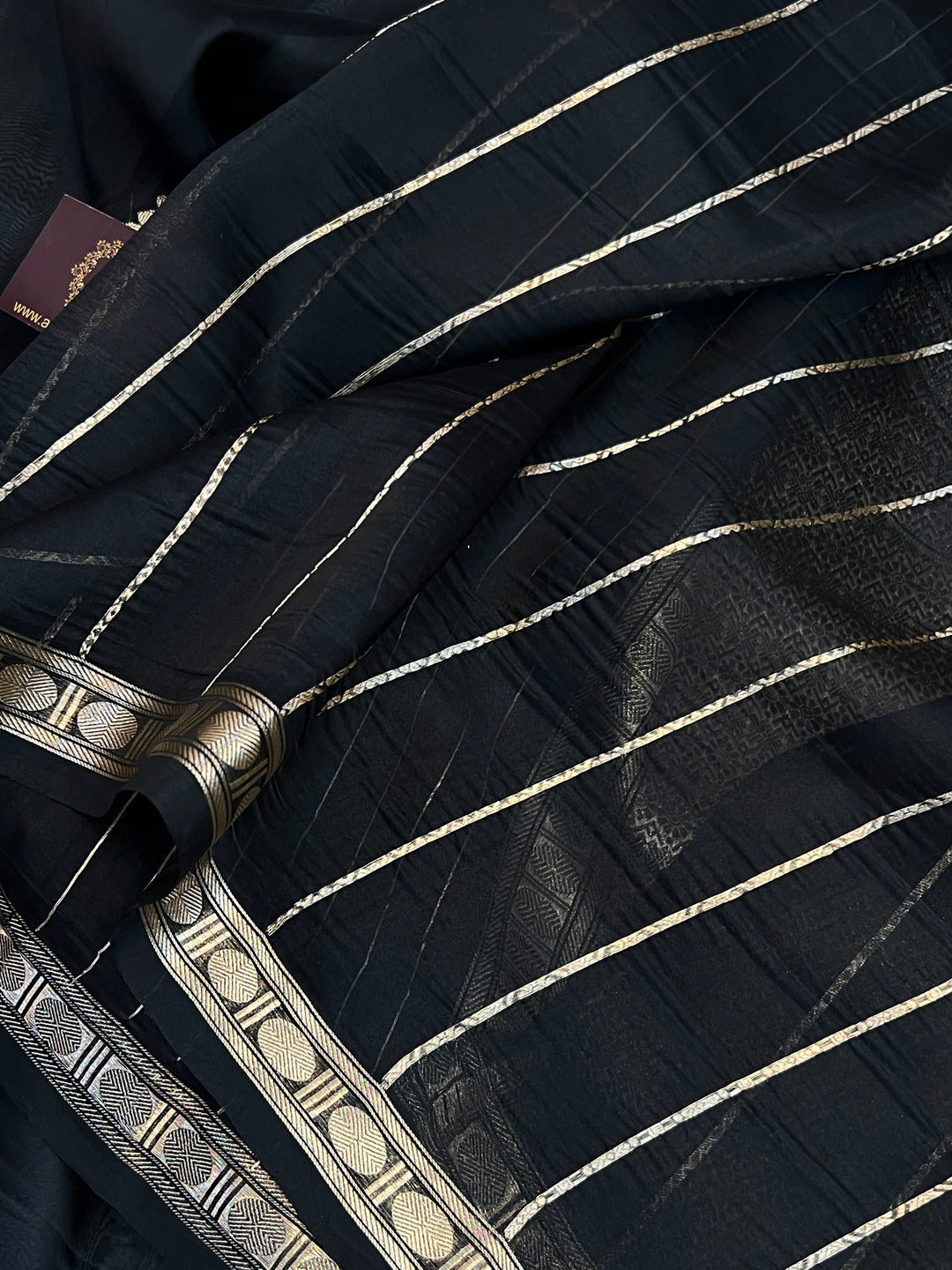 Black Pure Kora Silk Handloom Banarasi Saree