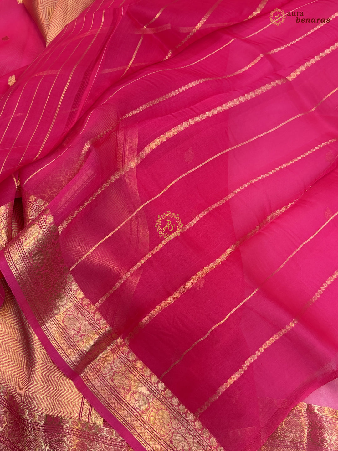 Rani Pink Kora Silk Handloom Banarasi Saree | Kadhwa Butis 