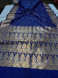 Royal Blue Banarasi Handloom Satin SIlk Saree - Aura Benaras