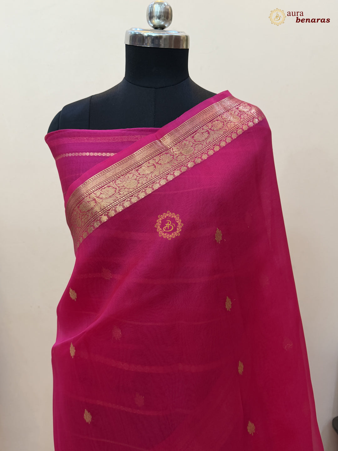 Rani Pink Kora Silk Handloom Banarasi Saree | Kadhwa Butis 