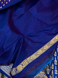 Royal Blue Banarasi Handloom Satin SIlk Saree - Aura Benaras