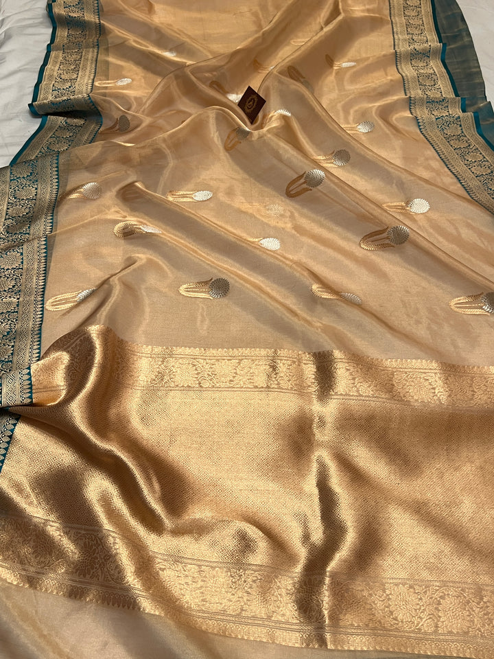 Golden Pure Tissue Silk Handloom Banarasi Saree