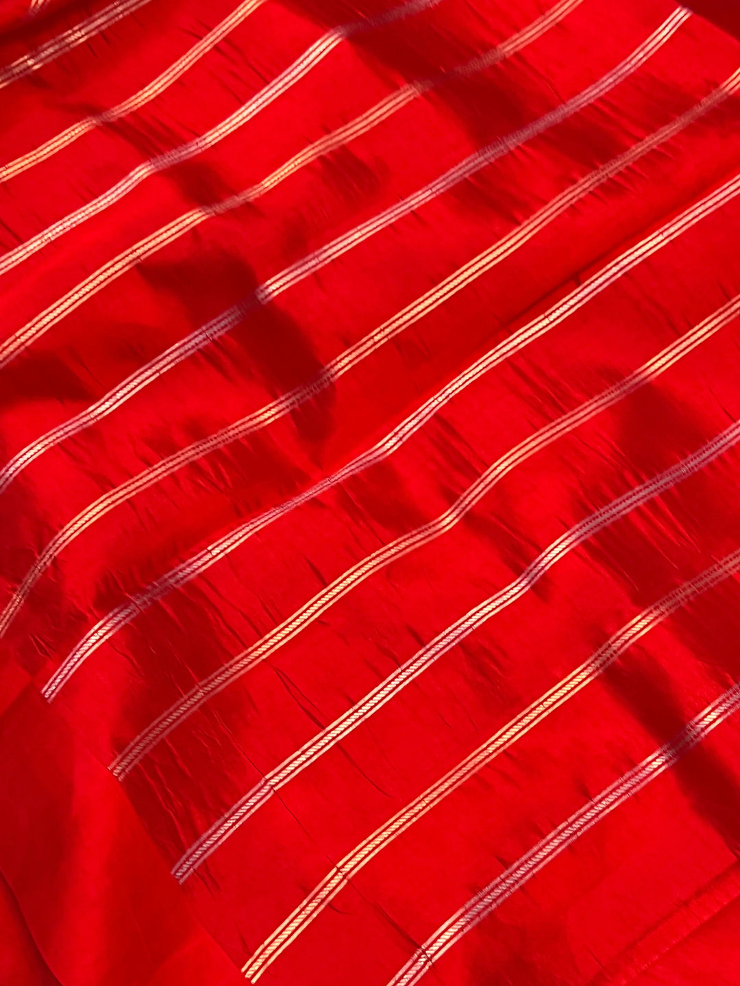 Red Pure Silk Banarasi Plain Saree with Kadhwa Sona Rupa Design 