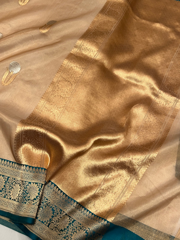 Golden Pure Tissue Silk Handloom Banarasi Saree