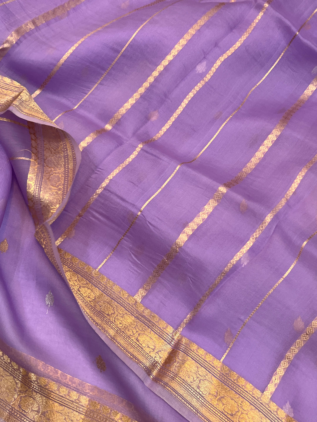 Lavender Pure Kora Silk Handloom Banarasi Saree