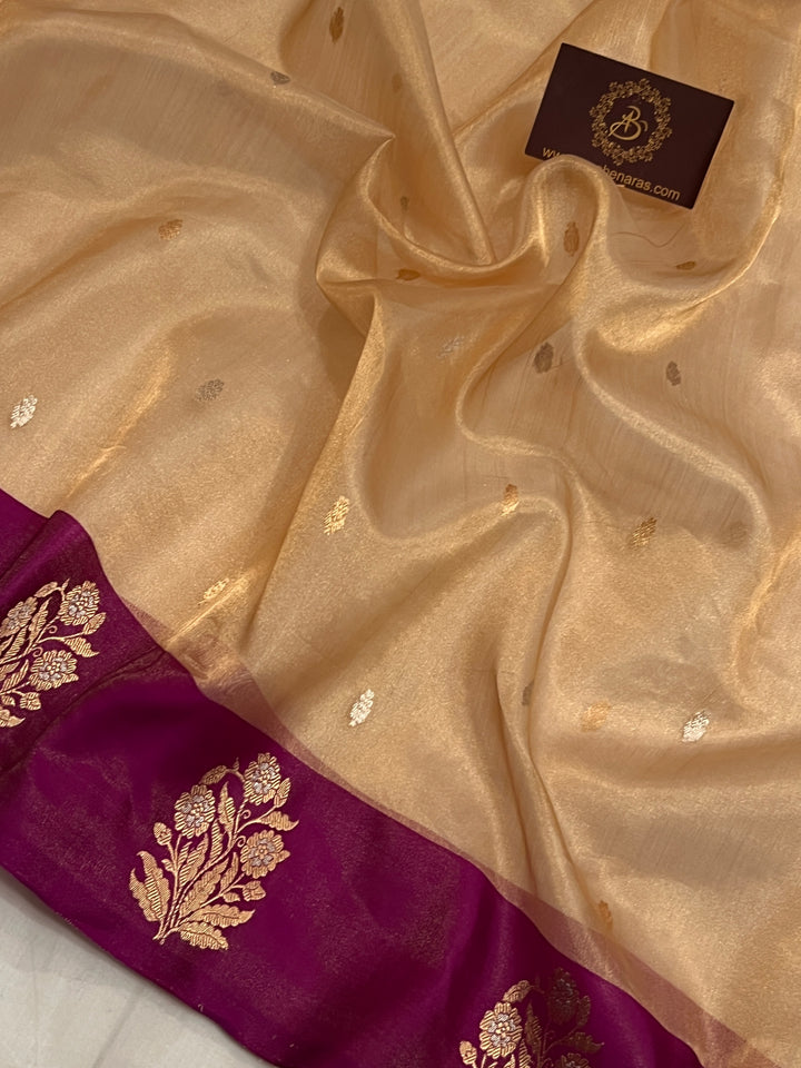 Golden Pure Tissue Silk Handloom Banarasi Saree