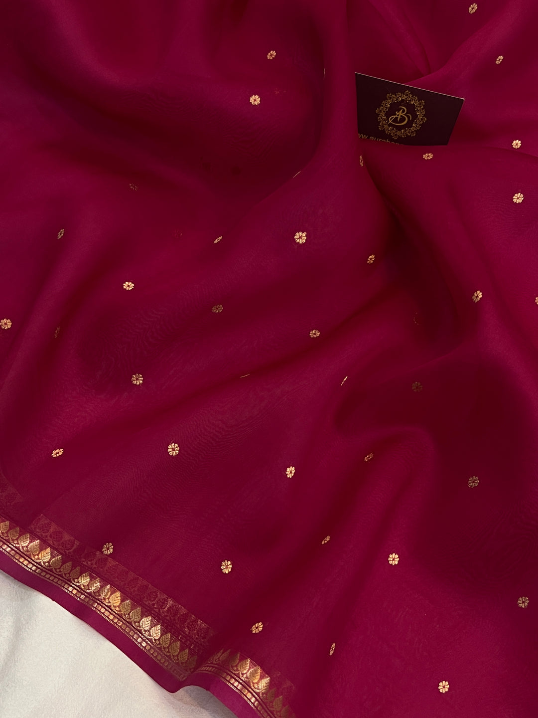 Maha Rani Pink Pure Kora Silk Handloom Banarasi Saree