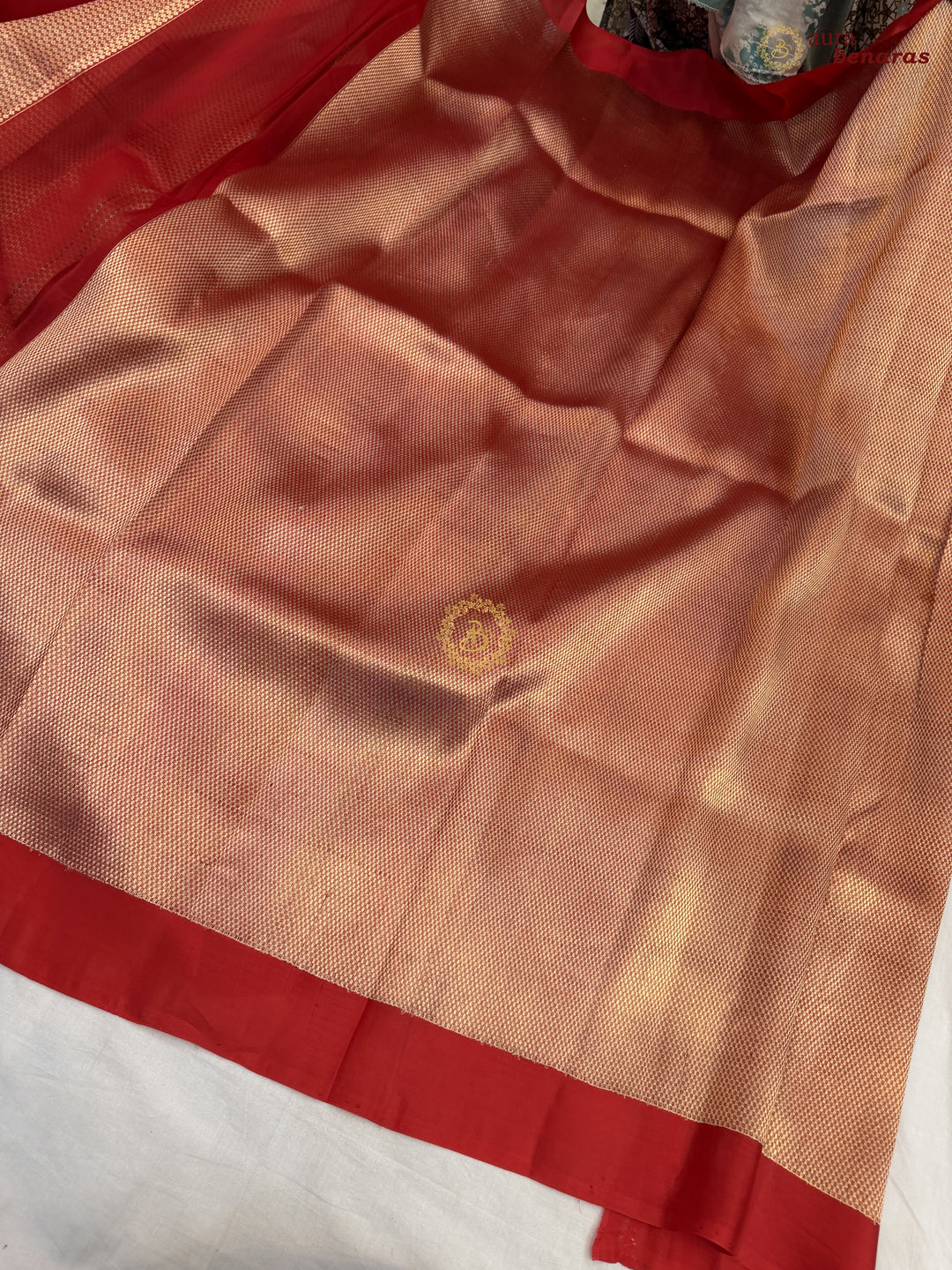 Deep Red Kora Silk Banarasi Saree with Sona Rupa Butas